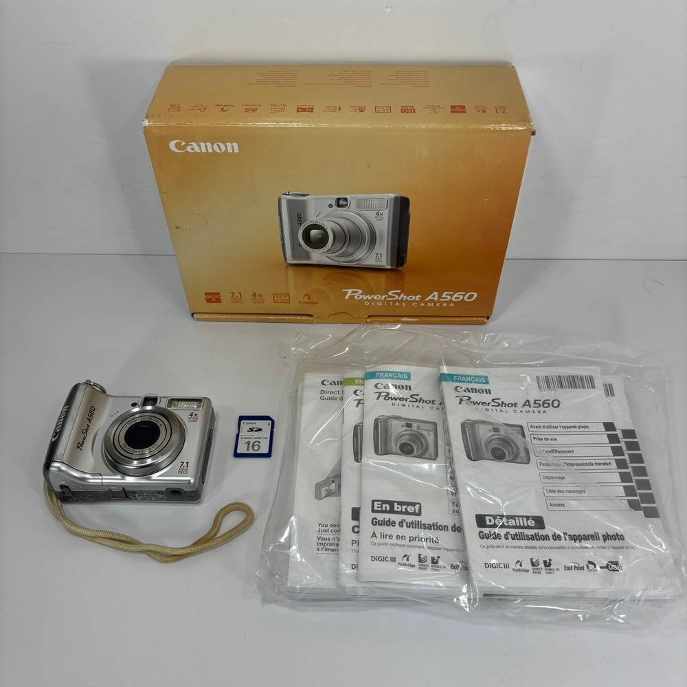 Canon PowerShot A560 Digital Camera Silver 7.1MP 4x Zoom Boxed READ